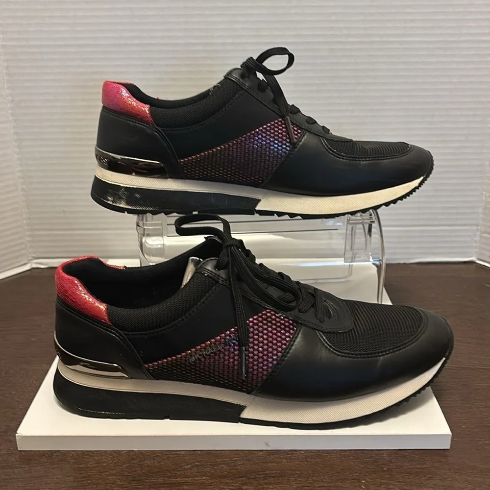 Michael Kors Black and Pink Sneakers with Minimalist Design